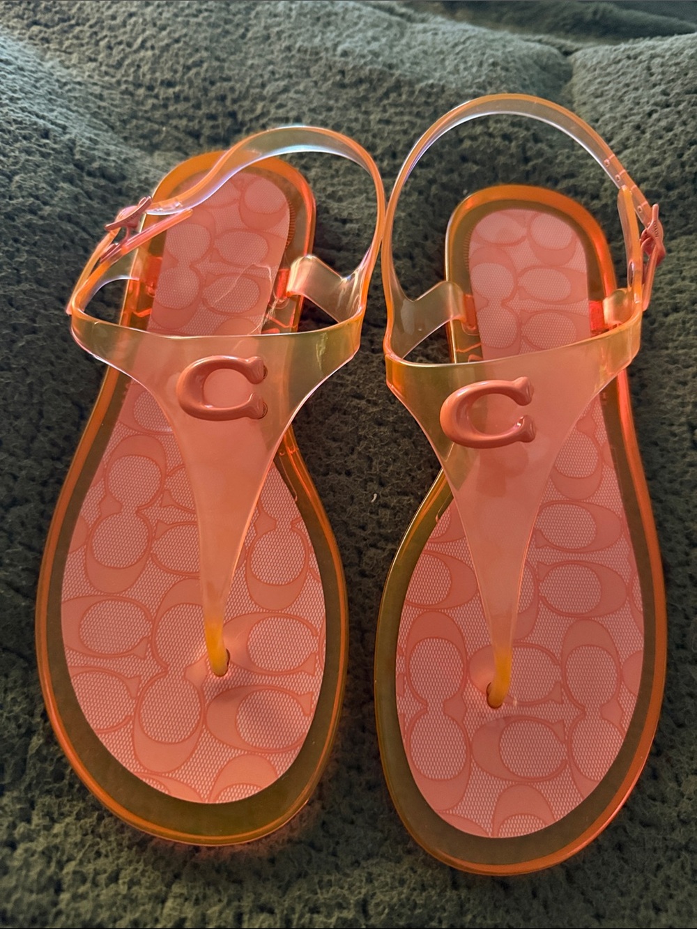 Coach Translucent coral /orange Jelly Thong Sandals - Women's